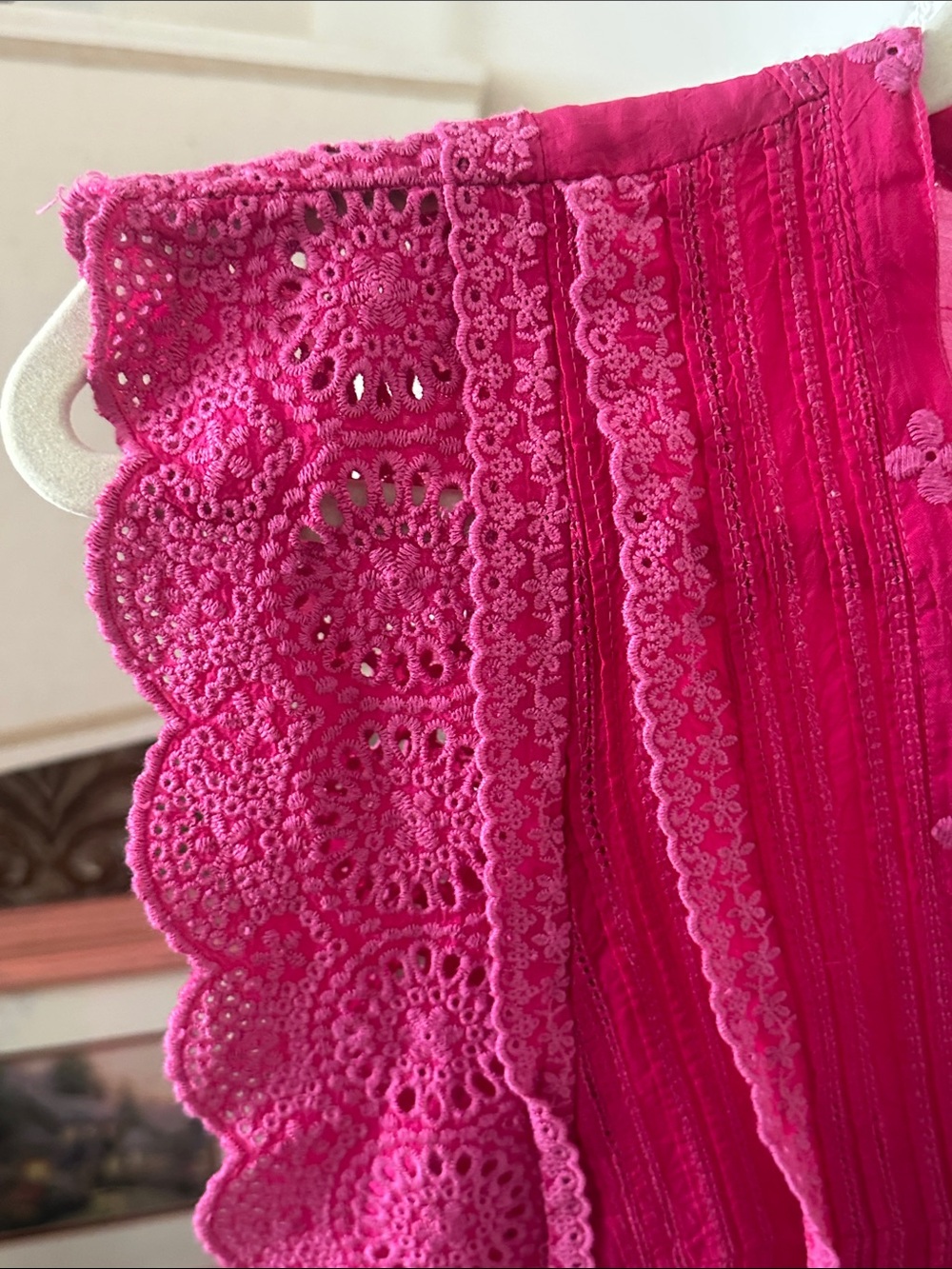 Johnny Was Fuchsia Eyelet Lace Button-Front Blouse - Picture 2 of 6
